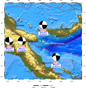 Četras zemestrīces ar spēku līdz 6,5 ballēm notikušas Papua-Jaungvinejā