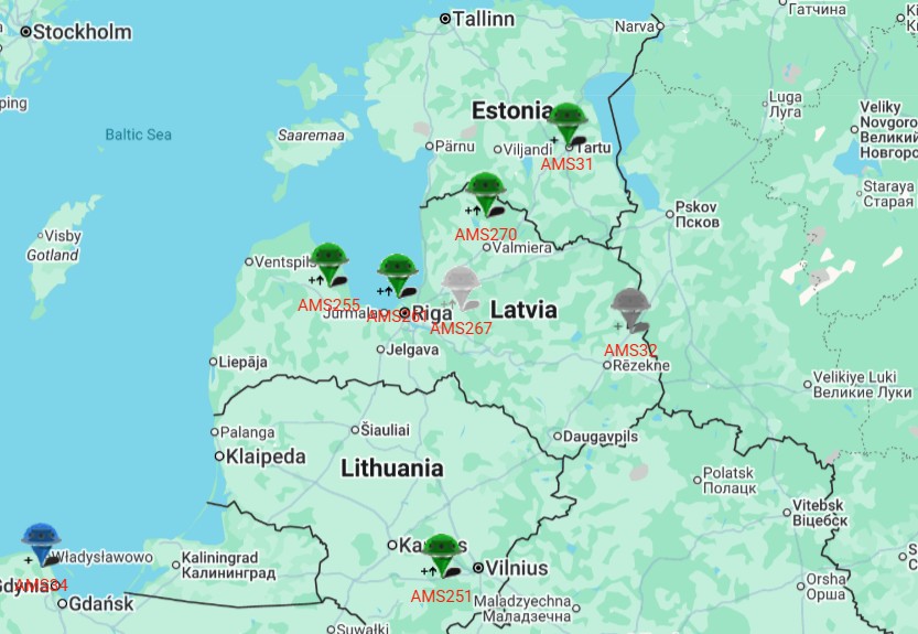 AllSky7 Latvijas staciju karte