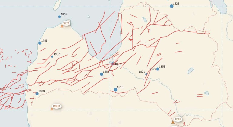 Seismiski aktīvākās teritorijas Latvijā