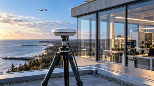 GNSS antena piekrastē līdzās optisko un elektronisko iekārtu laboratorijai