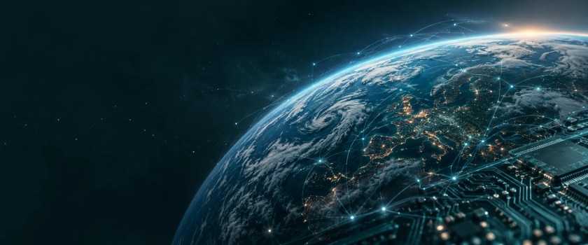 Zeme saullēktā, smalks digitālo savienojumu tīkls un mikroshēmas elementi